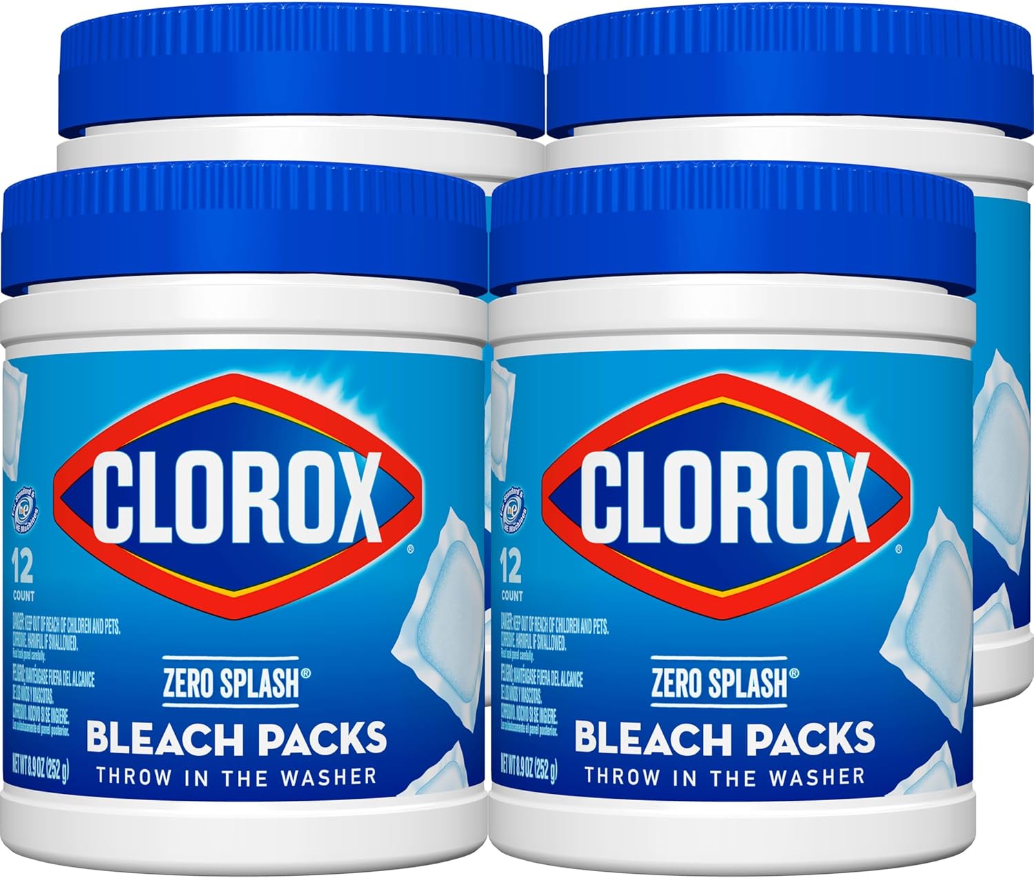 Clorox Zero Splash Bleach Packs   Laundry Pods, 4 Pack (Package May Vary)